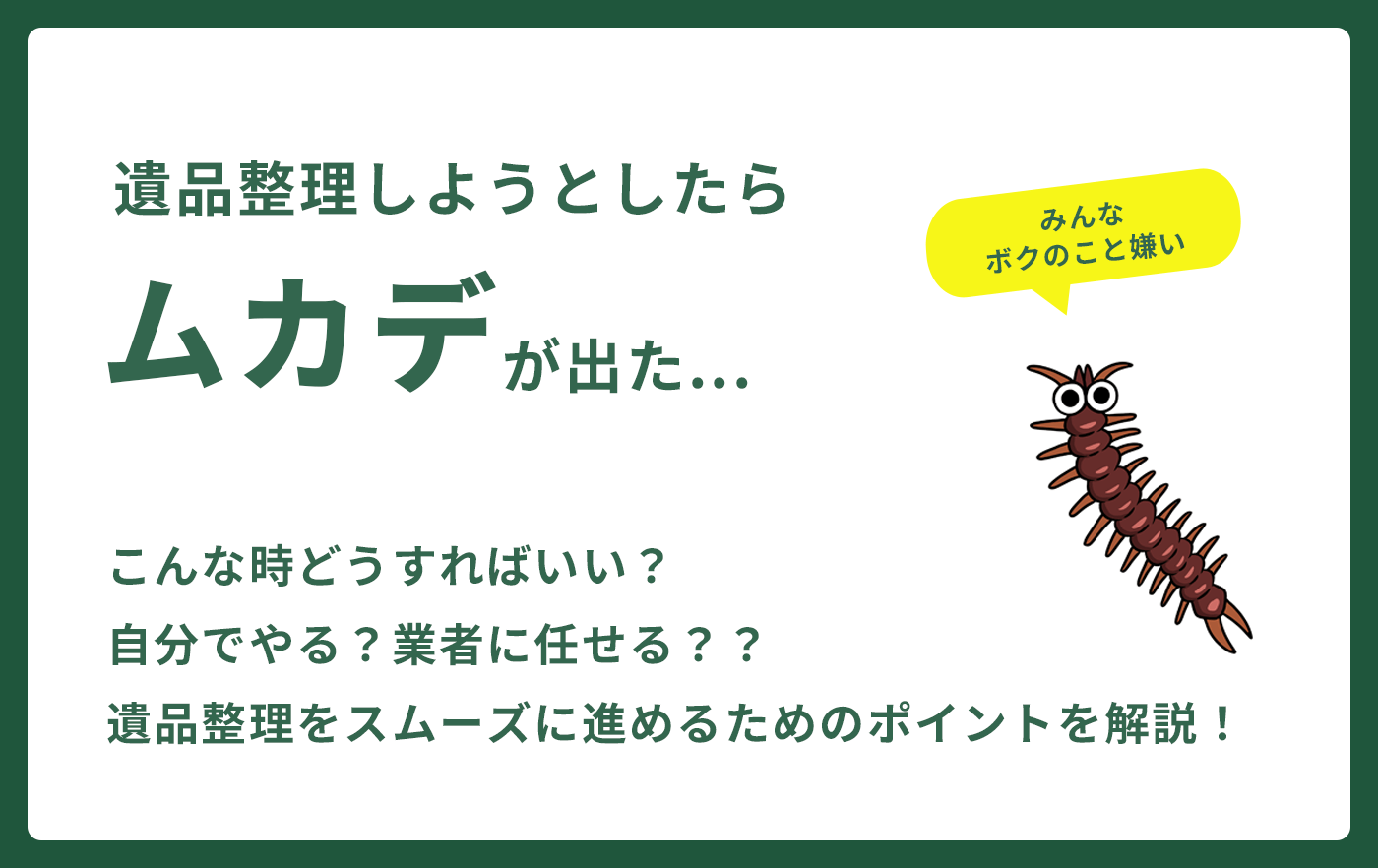 遺品整理しようとしたらムカデが出た